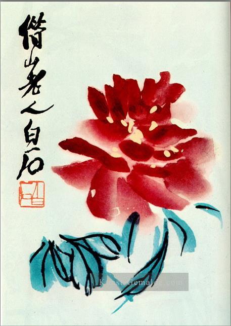 Qi Baishi peony 1956 alte China Tinte Ölgemälde